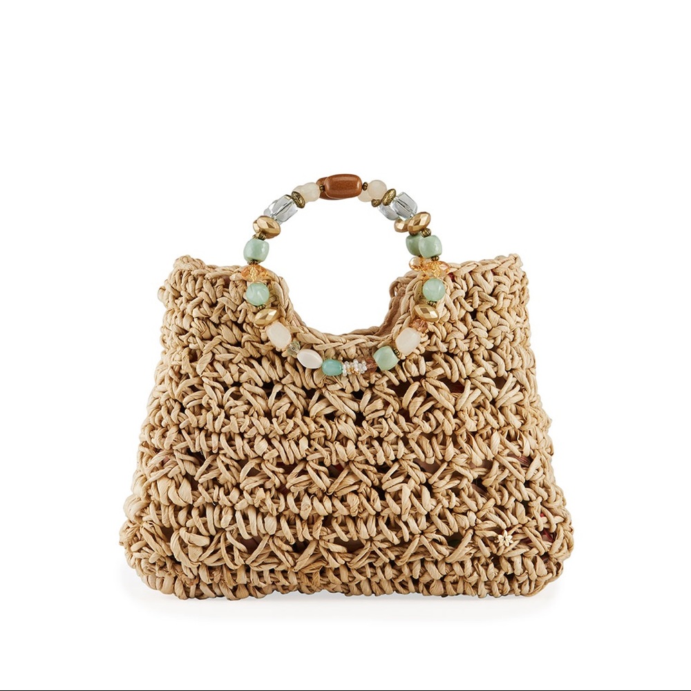 Cappelli Straworld Woven Jeweled Top Handle Bag